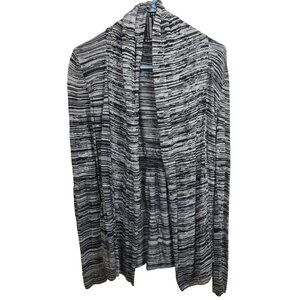 Express Womens Cardigan Medium Black Gray Space Dye Open‎ Front Casual